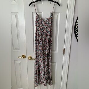 Vintage Maxi Dress 90’s Floral Thin Straps Tie Back Multicolor Wonen’s Size 8